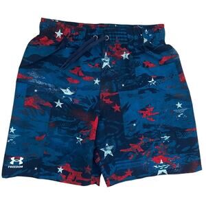 Under Armour Freedom Red/White/Blue Patriotic Swim Trunks Youth Medium NWT